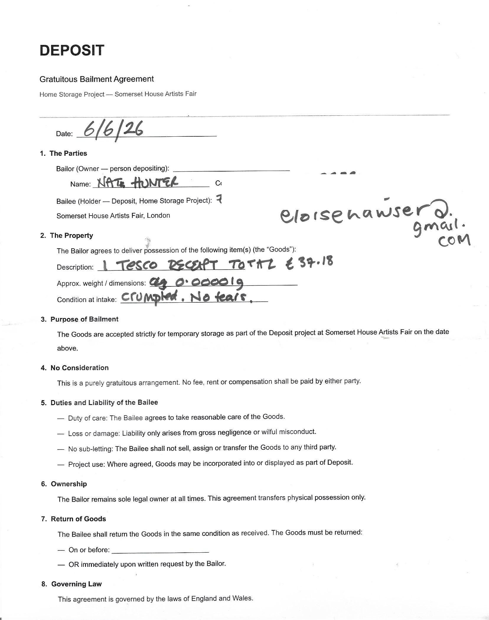 Deposit form