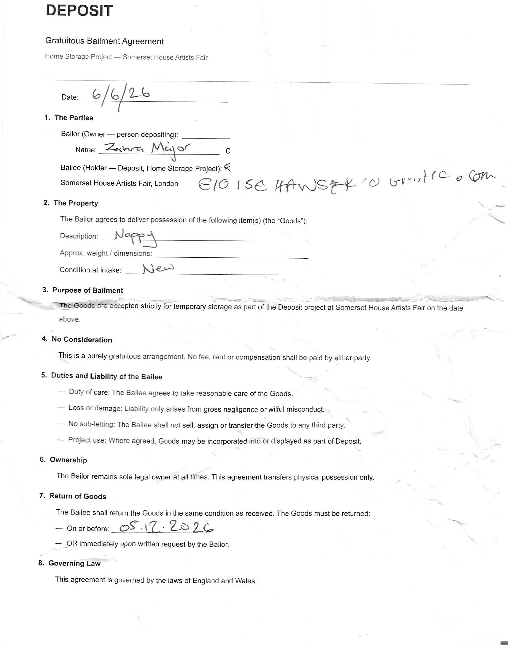 Deposit form