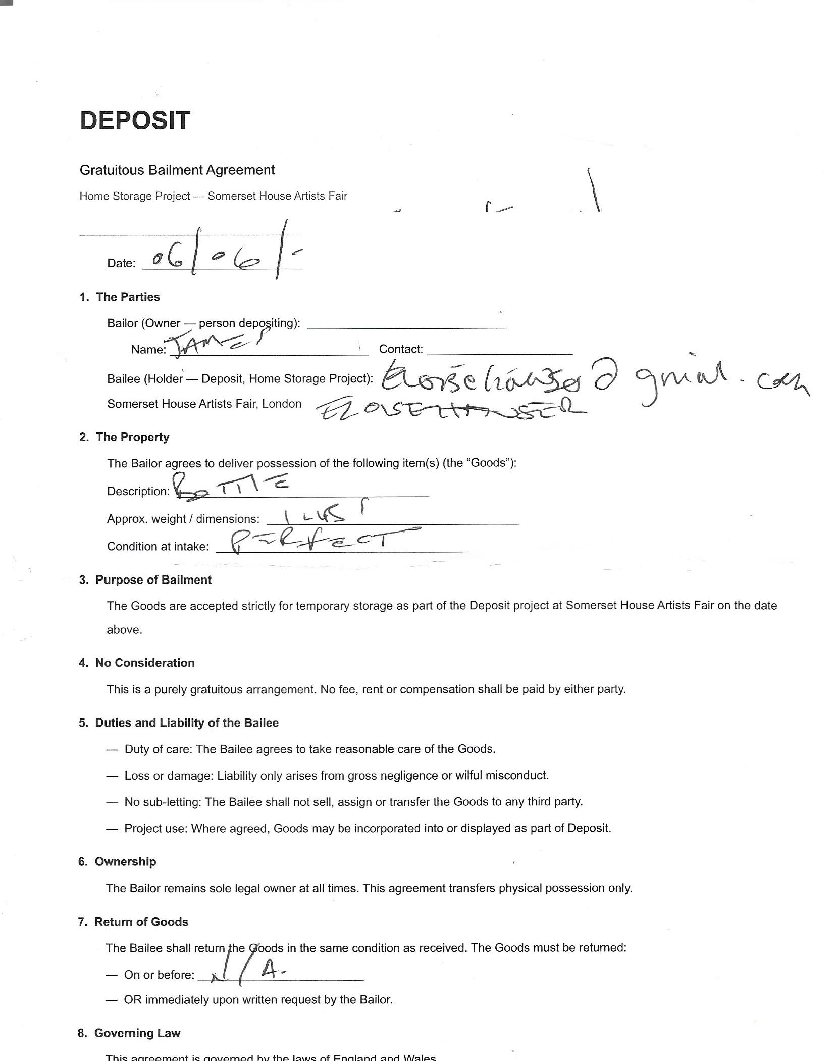 Deposit form